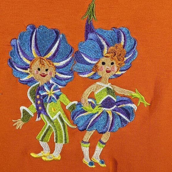 🆕NWOT BOB MACKIE WEARABLE ART ORANGE TUNIC W/EMBROIDERY - XL - Picture 2 of 5